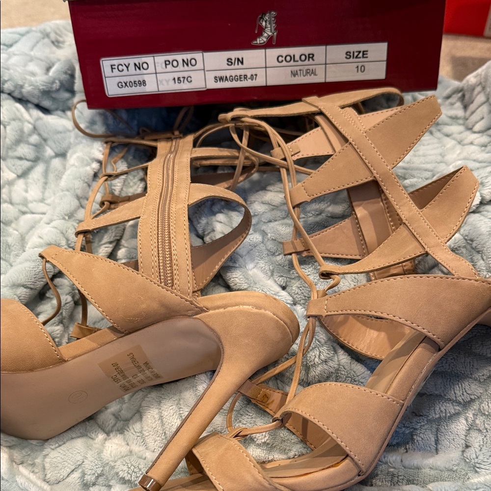 Breckelles Natural Strappy Heels